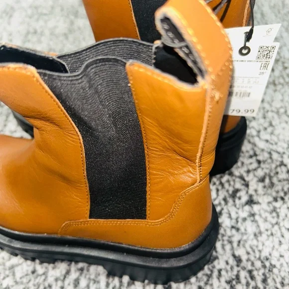 ZARA Tan Leather Ankle Boots - Picture 4 of 10